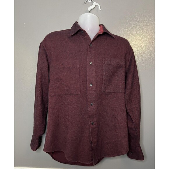 Marks Work Wearhouse Shirt Mens Small Burgundy Wool Blend Button Up Overshirt - Picture 1 of 5